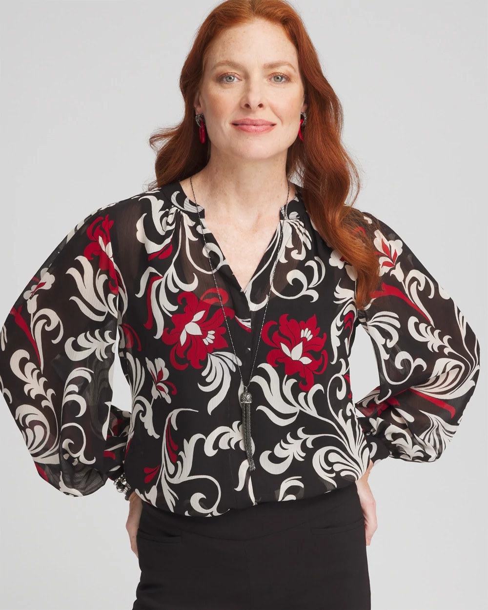 Crinkle Chiffon Floral Blouse Chico's